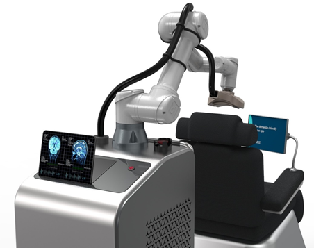 Transcranial magnetic stimulator combined with robot and navigation control