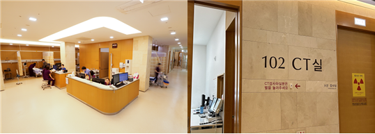 The emergency medical center is designed to be uncluttered by placing a sufficient distance between stations and beds, allowing patients and caregivers to stay comfortably. In addition, emergency CT rooms are located nearby to minimize the waiting time for patients who need tests.