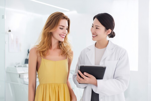 A medical professional consults an international patient