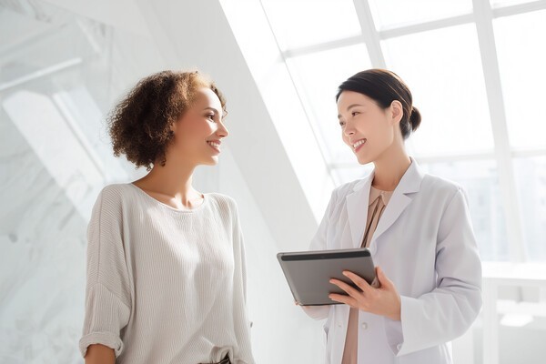 A medical professional consults an international patient