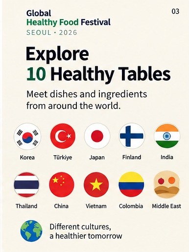 Explore 10 Healthy Tables: Korea, Türkiye, Japan, Finland, India, Thailand, China, Vietnam, Colombia and the Middle East